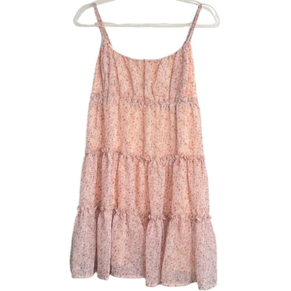 Aeropostale Pink Floral Boho Ruffle Mini Babydoll Cottagecore Dress Size…